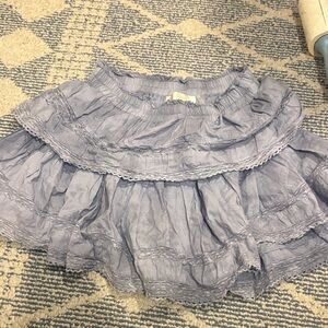 LoveShackFancy Light Blue Tiered Ruffle Mini Skirt